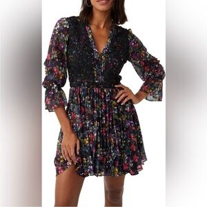 French Connection black Floral mini dress size 0